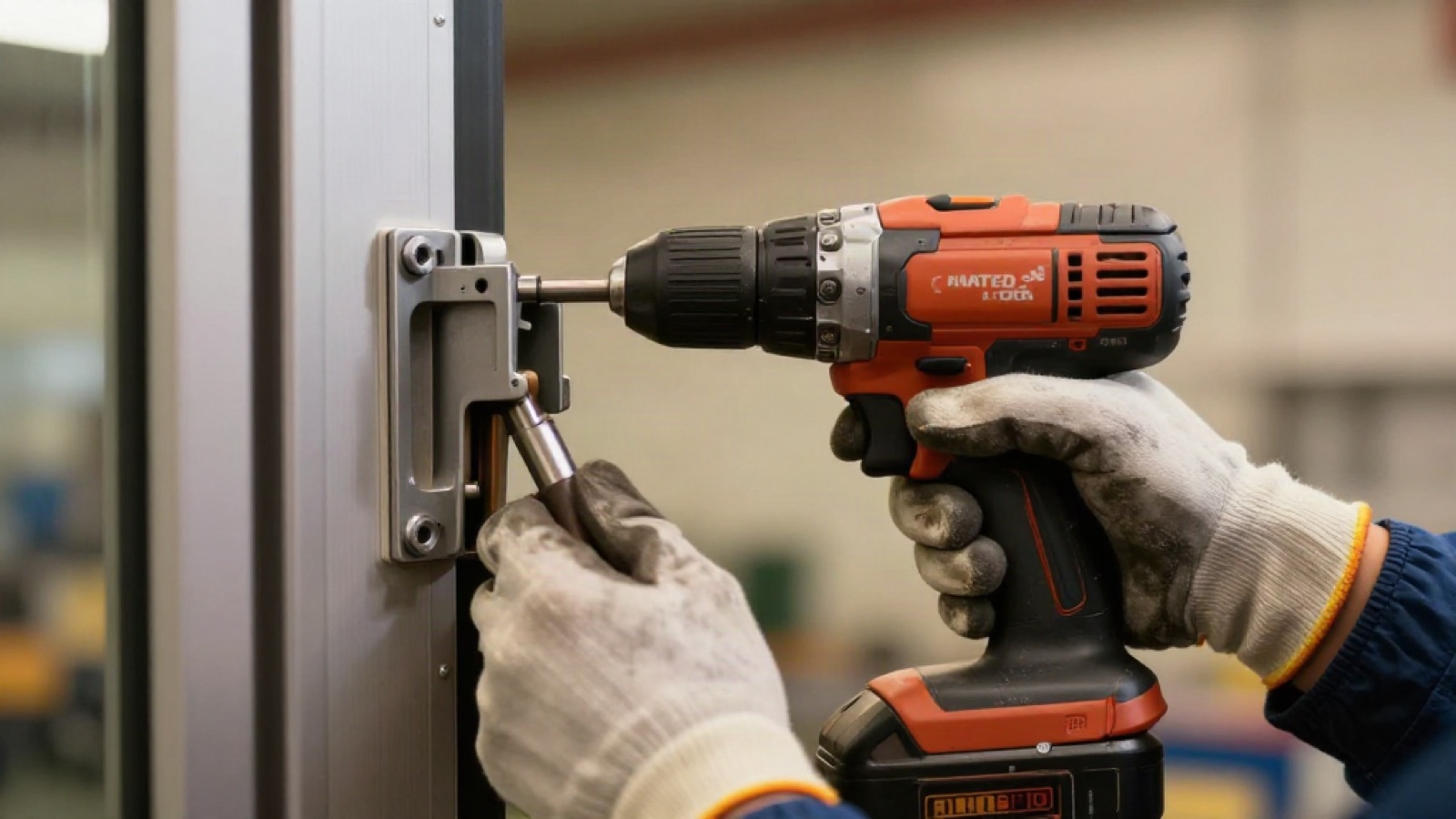 Technician installing a commercial door closer